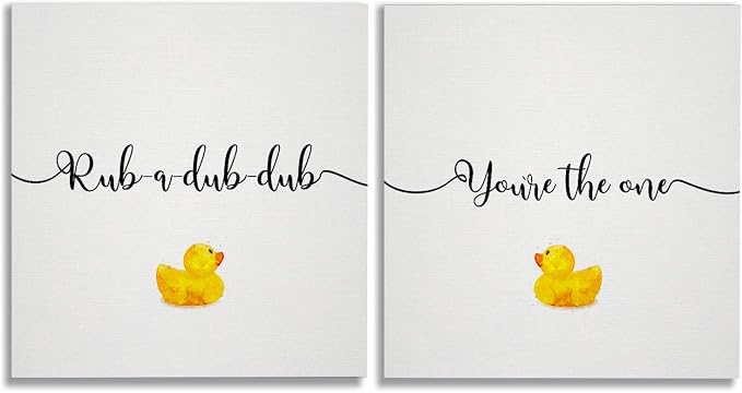 You're The One Rubber Ducky Bathroom Décor Set of 2 Gallery Wrapped Canvas Wall Art