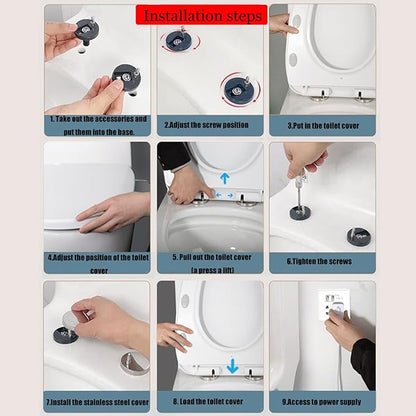 Heated Toilet Seat with Temperature Display and Built-in Side Control, 3-Speed Heating Mode Elongated Toilet Seats with Earth Leakage Protection, Slow Close Warming Toilet Seat with Auto Night Light