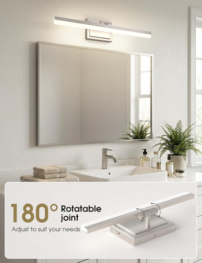VOLISUN Modern Bathroom Vanity Light 24 inch, Rotatable, 24W Dimmable 5CCT Led Bathroom Light Fixture Over Mirror, Brushed Nickel Bar Vanity Light for Bathrooms Mirror Restroom-ETL Certificated