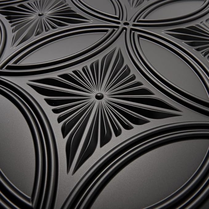 Art3d Decorative PVC Black Drop Ceiling Tile 2ft x 2ft, Glue up 3D Wall Panel 24 x 24in.12pcs | Waterproof, Break-Proof, Wipeable Surface, Scratch Resistant, Compatible with Grid System, Ideal for Commercial Spaces
