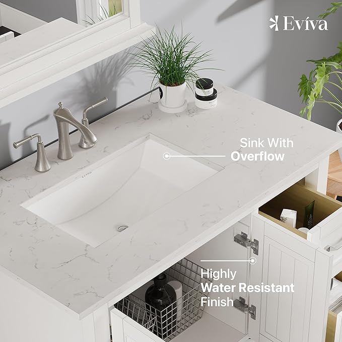 Eviva Britney 36 in. White Single Sink Bath Vanity with Carrara Quartz Top and Undermount Porcelain Sink