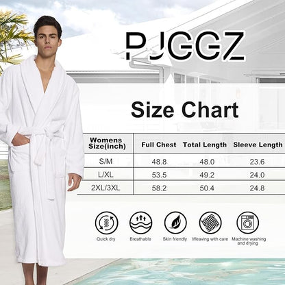 Men's Shawl Collar Bathrobe, Soft Long Towel Robe for Men - Super Absorbent Quick Dry yet Warm