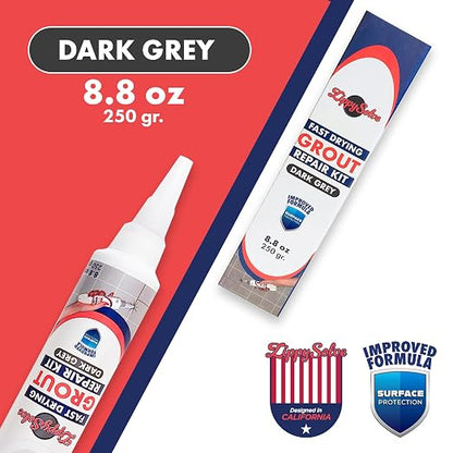Tile Grout Repair Kit, Refresh Tile (8.8oz Dark Grey/Anthracite) | Restore & Renew Tile Joints, Fast-Drying Grout Sealer & Paint, Squeeze Tube for Bathroom, Shower & Kitchen Floors, Waterproof