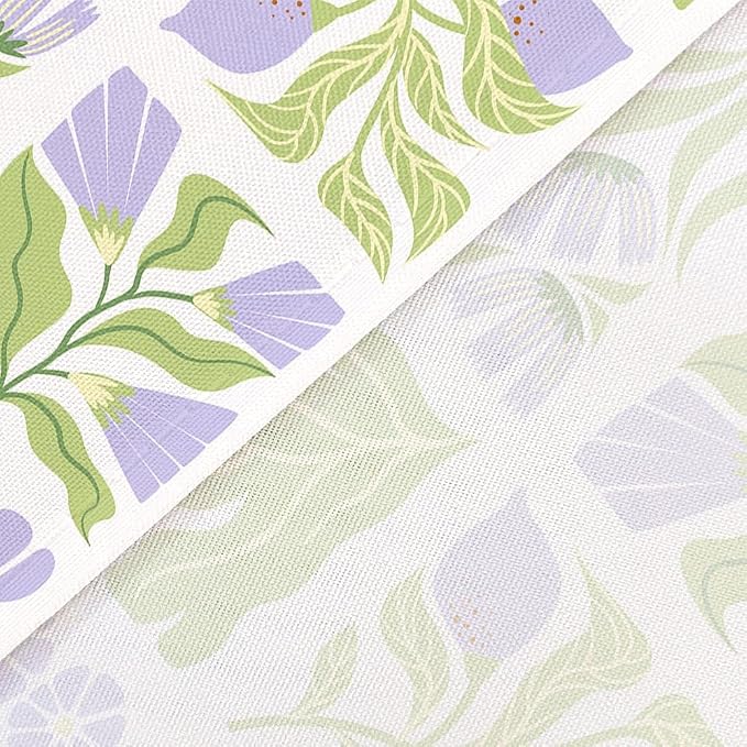JAWO Cute Boho Floral Shower Curtain, Purple Green Abstract Floral Retro Aesthetic Shower Curtain for Bathroom, Funky Unique Waterproof Fabric Polyester Bath Curtains Decor with Hooks,36WX72H
