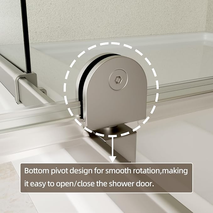 Royal Guard 44-48" W x 71" H Pivot Swing Glass Shower Door,Chrome | Shower Doors with 4-Inch Adjustable Width, 6mm SGCC Tempered Glass, Reversible Installation,Magnetic Closing,Easy to Clearn