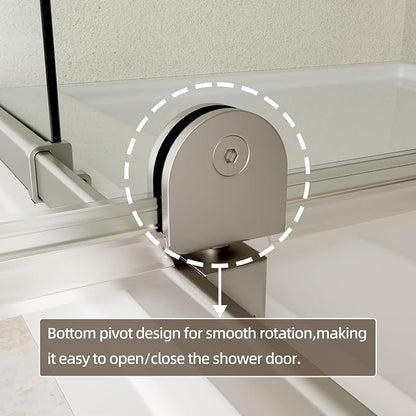 Royal Guard 44-48" W x 71" H Pivot Swing Glass Shower Door,Chrome | Shower Doors with 4-Inch Adjustable Width, 6mm SGCC Tempered Glass, Reversible Installation,Magnetic Closing,Easy to Clearn
