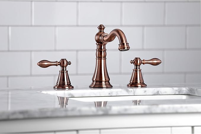 Fauceture FSC197ALAC English Classic Widespread Bathroom Faucet with Brass Pop-Up, Antique Copper