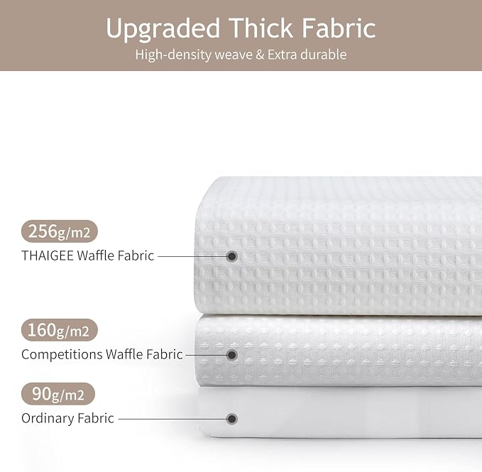 White 256GSM Heavy Duty Waffle Weave Shower Curtain, 72"x72" | with Weighted Hem & Rustproof Metal Grommets - Hotel Spa Luxury Water-Repellent Polyester Bath Curtain for Home,RV,Apartment