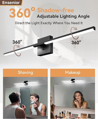 Ensenior Modern Bathroom Vanity Light 32 inch, Built-in Dimmer, 18.5W Dimmable 5CCT Led Bath Lights, Black Bar Vanity Light for Bathroom Mirror Cabinets Bedroom-FCC & ETL Certificated