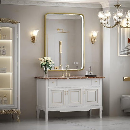LED Bathroom Mirror with Light,Gold Frame,24x32 Inch | ETL Listed,Anti-Fog,3000K/4500K/6000K Dimmable,Horizontal & Vertical,Wall Mounted,Memory Function