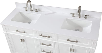 60" Durand Contemporary Modern White Double Sink Bathroom Vanity 1808-D60W