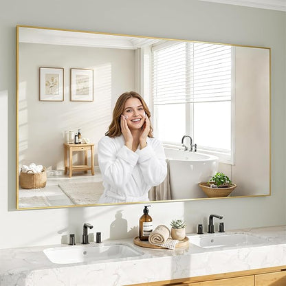 Koonmi Gold Mirrors for Wall, 36x60 Inch Bathroom Mirror, Rectangular Wall Mirror for Living Room Bedroom Bathroom, Hangs Horizontally or Vertically