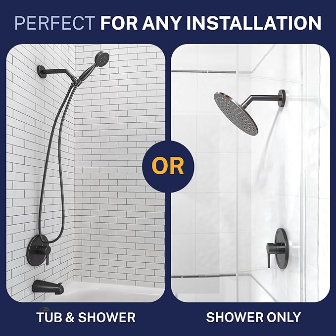 HammerHead Showers Solid Metal Single-Handle Trim Kit with Rough-In Shower Valve, Volume and Temperature Control, Pressure Balance, Oil Rubbed Bronze