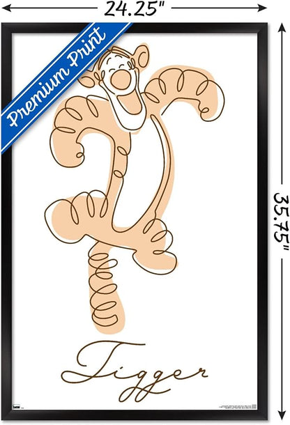 Trends International Disney Simple Moments Line Art - Tigger Wall Poster, 34L x 22.4W, Black Framed Version