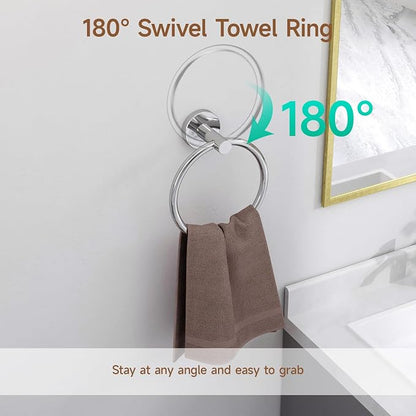 8PCS Polished Chrome Bathroom Hardware Set, 24-Inch Towel Bar Set | Durable SUS304 Stainless Steel Bathroom Accessories Set, Towel Racks for Bathroom Wall Mounted, Modern Home Decor