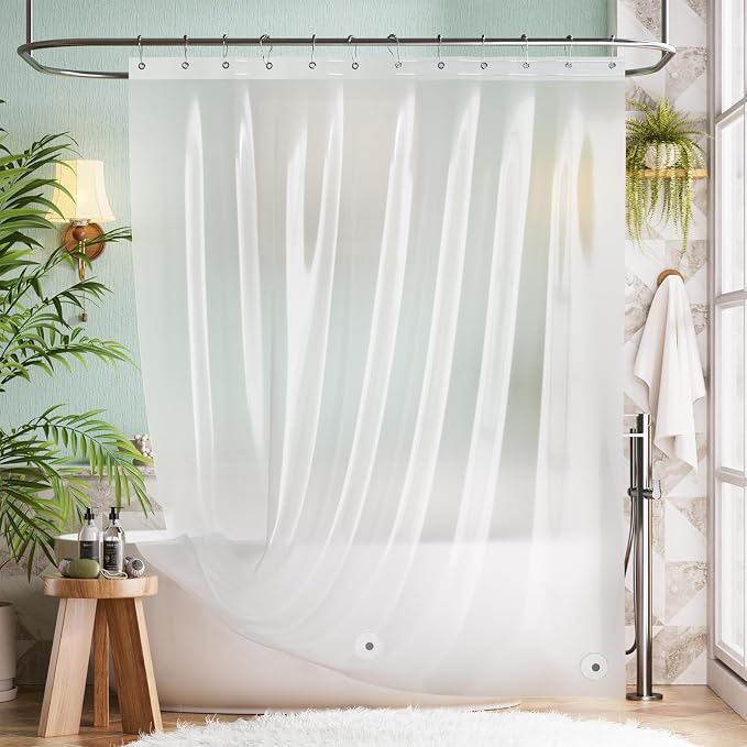 Bathway Shower Curtain Liner Plastic Frosted Shower Curtain Liner 72x72 PEVA Waterproof Shower Curtain Liner with 3 Magnets and 12 Rustproof Metal Grommets, Lightweight Shower Liner for Bathroom