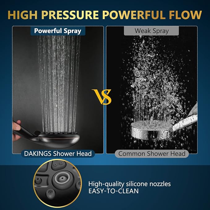 6 Spray Modes High Pressure Handheld Showerhead Set Upgraded 5 Inches Shower Head with Handheld Spray Oil Rubbed Bronze Handheld Shower Head 60 Inches Stainless Steel Hose-1-Min Install