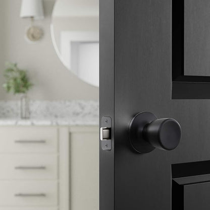Amazon Basics Tulip Door Knob, Passage, Easy Installation, Matte Black