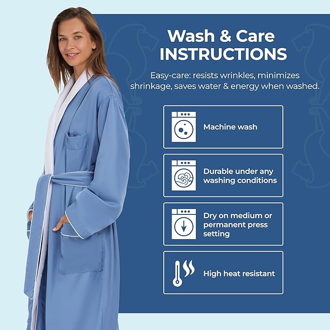 MONARCH Unisex Plush Lined Microfiber Bath Robe - Soft Shell with Polyester Lining, Resort-Grade Hotel & Spa Robe with Pocket