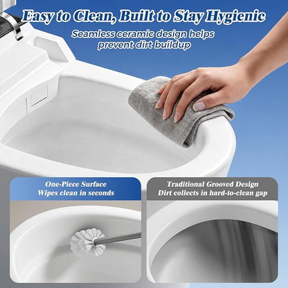 Smart Toilet with Bidet Built-In, Auto Flush, Auto Open/Close Lid, Foot Sensor, Heated Seat, Warm Water Wash, Warm Air Dryer, Deodorizer, Night Light, Remote Control (White)