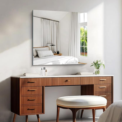 KOCUUY Frameless Mirror, 30"x30" Square Bathroom Mirror for Over Sink, Upgraded Shatterproof Vanity Mirror Unframed Design for Bedroom, Living Room, Entryway