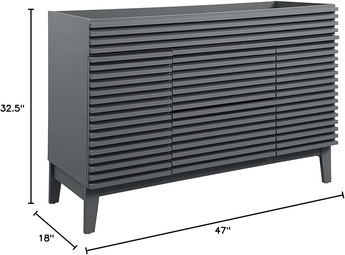 Modway Render 48" Single Sink Compatible (Not Included) Bathroom Vanity Cabinet in Gray