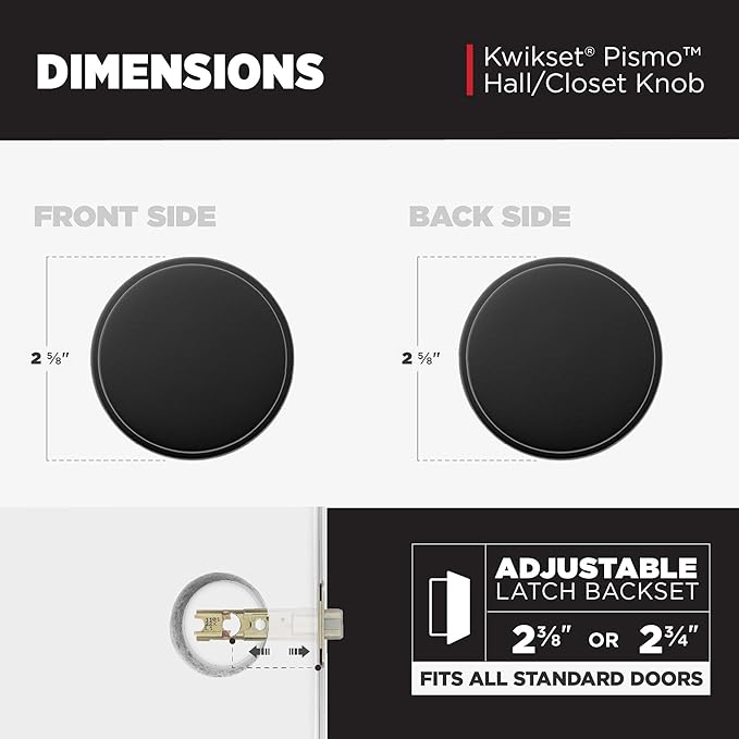 Kwikset Pismo Interior Passage Door Knob, Handle for Closet and Hallway Doors, Non-Locking Doorknob in Matte Black, with Microban Protection (Pack of 12)