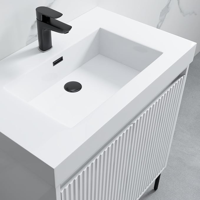Dowell 30" Bathroom Sink,Single Bowl Vanity Basin,Rectangular Drop-In Bathroom Sink with Overflow,White-000 3018BP