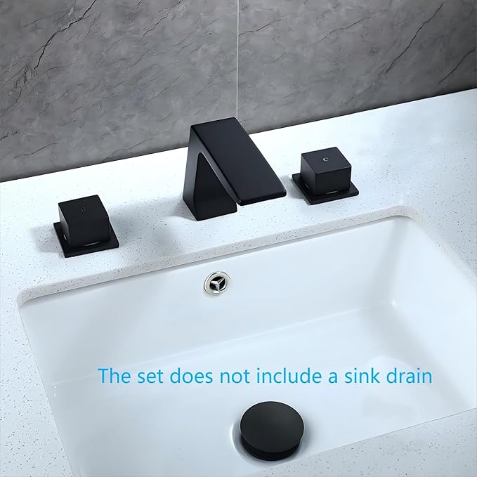 JOYWELL Bathroom Faucet 3 Hole for Sink,Double Handle Widespread Bathroom Sink Faucet (Deck Mount-3 Hole, Matte Black)