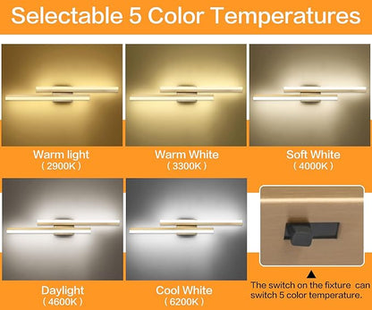 PRESDE 32 Inch LED Bathroom Light Fixtures Over Mirror Brushed Gold Vanity Light Modern Bath Lighting Bar 5CCT