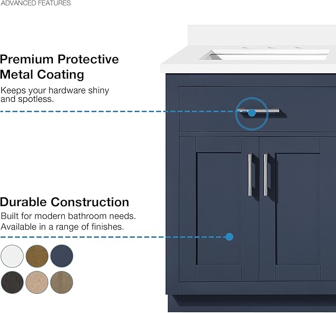 OVE Decors Bailey 60 in. Double Sink Freestanding Midnight Blue Bathroom Vanity with White Quartz Top, Matching Backsplash and Power Bar