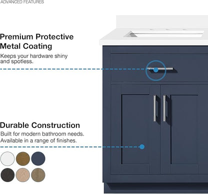 OVE Decors Bailey 60 in. Double Sink Freestanding Midnight Blue Bathroom Vanity with White Quartz Top, Matching Backsplash and Power Bar