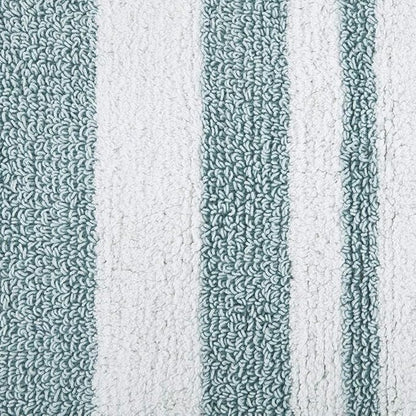 Madison Park Reversible Spa Cotton Bath Rug 100%-Cotton Striped Ultra Soft Water Absorbent, Fast Drying, Bath-Mats, Non-Slip Absorbent Quick Dry Mats for Tub, Shower Room, and Bathroom, 24x72, Aqua | Quick Dry, Ultra Soft, Pile, Machine Washable, Plush...