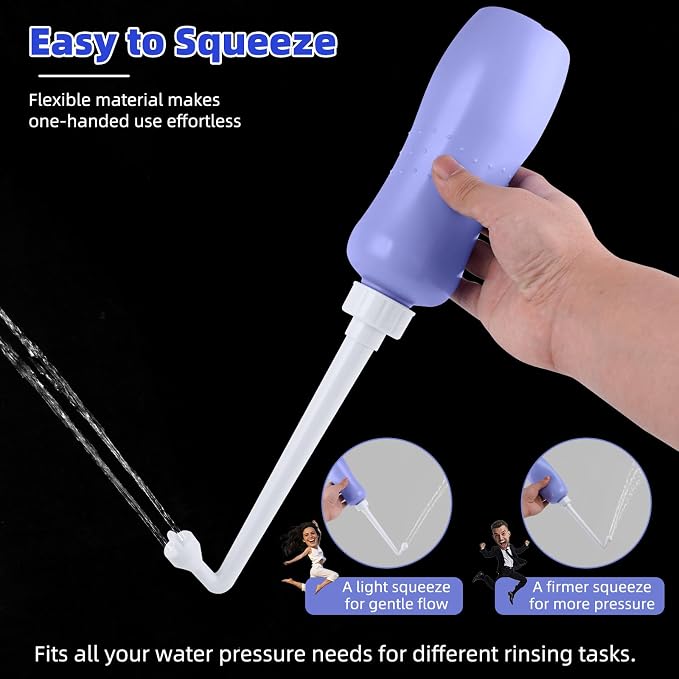 Hibbent Portable Bidet for Travel, Handheld Travel Bidet for Personal Hygiene Care, Personal Cleansing Use, Extended Nozzle, 17oz(500ml) Bathroom Toilet Spray, Purple