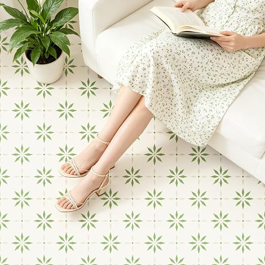Peel and Stick Floor Tile, 7.9"x7.9" Vinyl Flooring for Bathroom Kitchen, Waterproof Non-Slip Durable Self-Adhesive Easy DIY Removable