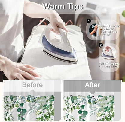 No Hook Shower Curtain and Liner Set, Light Green Eucalyptus 71x74 | Floral Design, with Snap in Liner, Waterproof, Machine Washable, Quick-Drying, for Hotel Bathroom