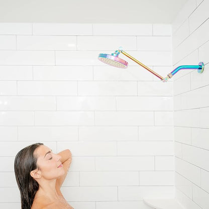 SparkPod Rain Shower Head, 6 Inch Round, Radiant Rainbow Finish | High Pressure Shower Heads, 90 Nozzles, Adjustable Showerhead, No Tools Needed, Universal Connection