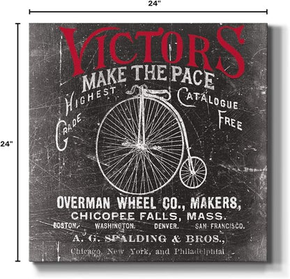 Renditions Gallery Antique Bicycle Wall Art, Premium Gallery Wrapped Canvas Decor, Ready to Hang, 24 in H x 24 in W, Made in America Print