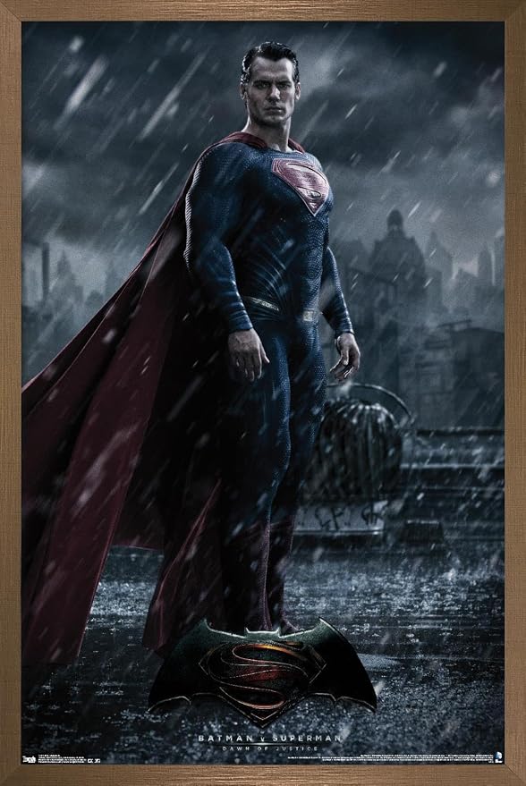 Trends International DC Comics Movie - Batman v Superman - Superman Wall Poster, 22.375" x 34", Bronze Framed Version