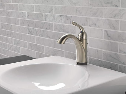Delta Faucet Lahara Single Hole Bathroom Faucet with Touchless Technology, Brushed Nickel Bathroom Sink Faucet, Single Handle Bathroom Faucet, Bath Faucet, Push Pop-Up Drain, Stainless 538T-SS-DST