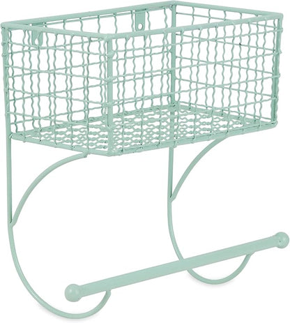 DII Rustic Farmhouse Bathroom Décor, Metal Storage, Small Towel Bar, Aqua