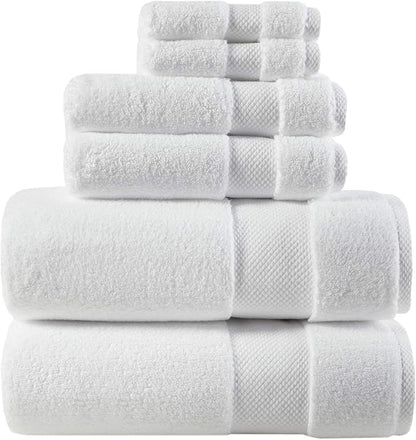 Madison Park Signature Splendor Luxury 100% Cotton Bathroom Towel Set - Soft, Plush 1000 GSM Heavyweight Hotel Quality, Zero Twist, Highly Absorbent, Quick Dry, Multi Sizes, White 6 Piece