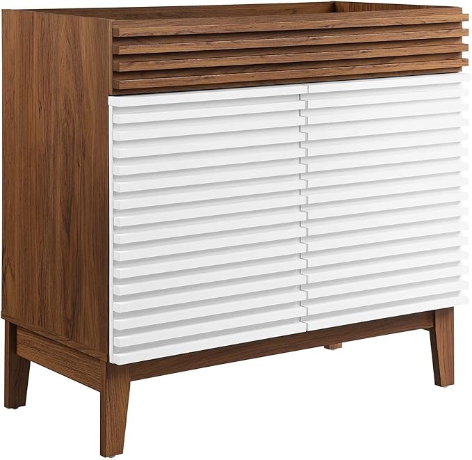 Modway Render 36" Bathroom Vanity Cabinet in White Walnut - Sink Basin Not Included