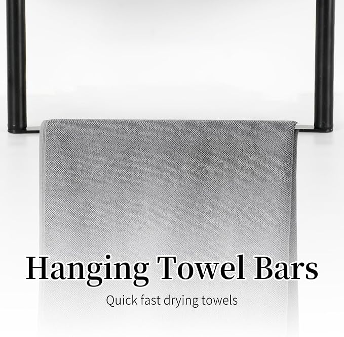 Bathroom Towel Rack, Towel Storage for Bathroom, 3 Tier Towel Rack with Shelf and Towel Bar, Towels Storage and Organizer - Matte Black