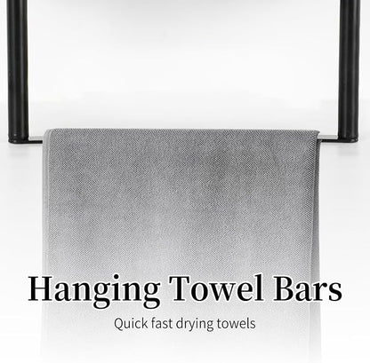 Bathroom Towel Rack, Towel Storage for Bathroom, 3 Tier Towel Rack with Shelf and Towel Bar, Towels Storage and Organizer - Matte Black
