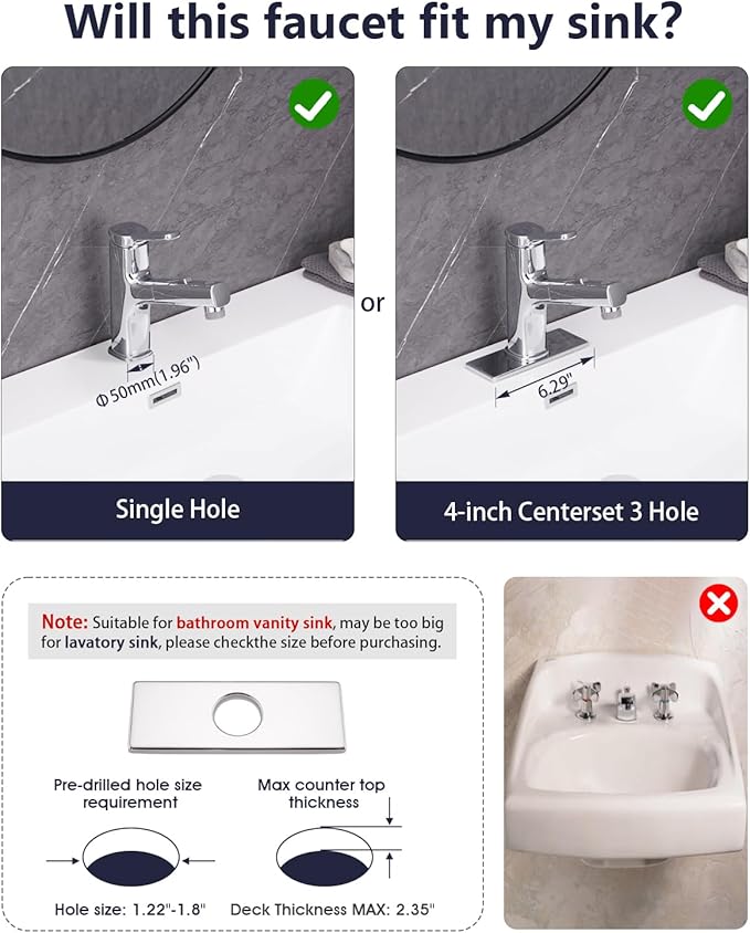 Pull Out Bathroom Faucet, Single Handle Bathroom Sink Faucet with Pull Out Sprayer, Bathroom Faucet for Sink, with Pop-up Drain & Deck Plate 1 or 4-inch Centerset 3 Hole, Chrome