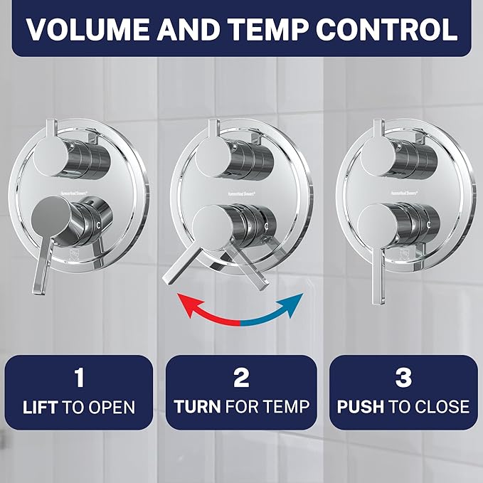 HammerHead Showers Solid Metal Shower Valve and Trim Kit, Two-Handle Volume and Temperature Control with Integrated Diverter, Pressure Balance Rough-In Valve Included, Chrome