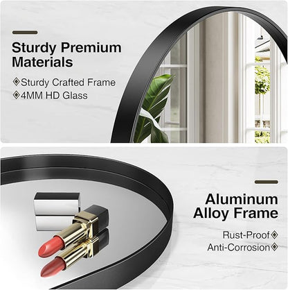 Brightify Black Oval Mirror for Bathroom 22x48 Inch, Metal Framed Bathroom Vanity Mirrors, Full Length Wall Mirror for Entryway Living Room Wall Decorative Hang Vertical and Horizontal
