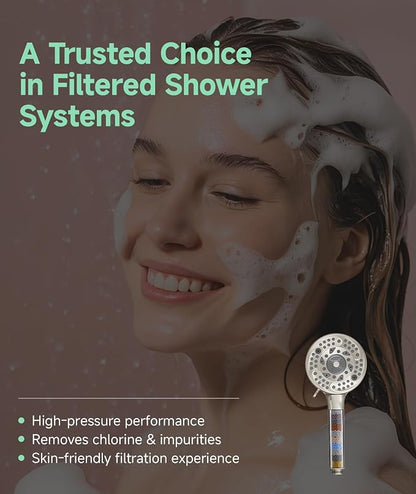 Filtered Shower Head with Handheld, 9-Spray Mode High Pressure Detachable Shower Head with Filters for Hard Water - Remove Chlorine Brushed