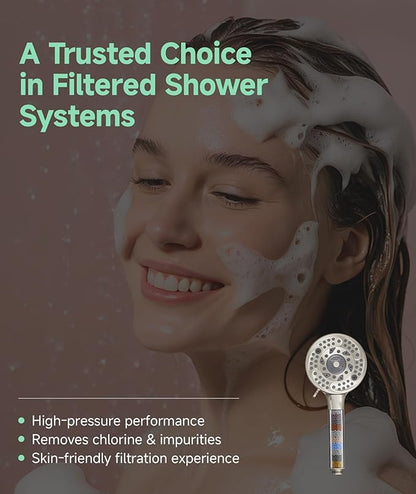 SunCleanse Filtered Shower Head with Handheld,9-Spray Setting Detachable Shower Head with 4 Filters for Hard Water - Filter Chlorine, Improve Skin and Hair Texture (4 Filters, Brushed Nickel)